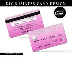 Annual means the year beginning with your account open date through the first statement date after your account open date anniversary, and the 12. Pink Glitter Credit Card Business Card Template Scotch And Salt