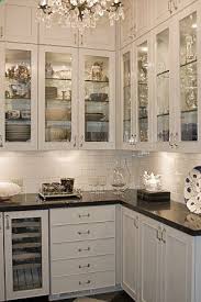 Glass Cabinet Doors With Glass Shelves And Lighting Inside Under Cabinet Lighting As Well And Cupboards Easy Kitchen Updates Kitchen Remodel Updated Kitchen