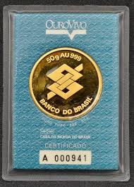 Numismatica Barra Circular Ouro Vivo Banco Do Brasil E Casa Da Moeda Do Brasil Certificado De G Moedas Brasileiras Moeda Barra Circular