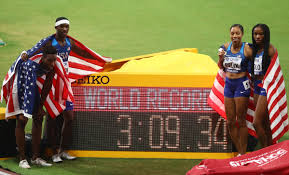 Roger black won three olympic medals, a bronze in the 4x400 meter relay in the 1992 olympics in barcelona, a bronze in the 4x400 meter relay in the 1996 olympics in atlanta, and a silver in the 400 meter race in the. Us Set Mixed Relay World Record Fraser Pryce Back To Reclaim 100m Title Chinadaily Com Cn