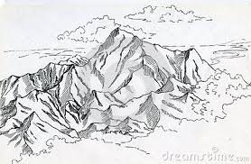 Mountain Range Drawin In Ink Mountain Drawing Sea Drawing Cloud Drawing
