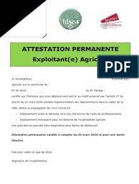 Partager sur facebook, ouvre une nouvelle fenêtre. Attestation Permanente Exploitant E Agricole