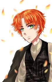 Orange Haired Anime Guy In 2020 Anime Guys Anime Black Hair Green Eyes