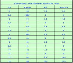 Bridal Shoes Canada Shoes Size Chart Heel Height Width