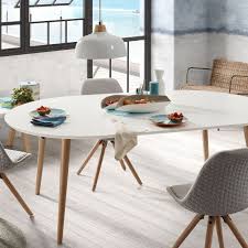 uitschuifbare tafel oqui rond 120 200 cm naturel en wit eettafel tafel uitschuifbaar tafel