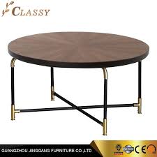 This coffee table adds a pleasing focal point to your space. China Quality Wooden Top Round Coffee Table Side Table With Metal Legs China Living Room Furniture Modern Furniture
