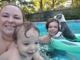 First time in the pool for a 5-month-old