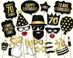 Happy Birthday Photo Booth Props Printable 70th Birthday Photo Booth Props Printable Pdf Black And Gold Etsy Birthday Props Birthday Photo Booths Birthday Photos