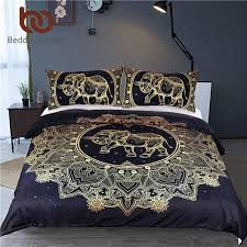 Black And Blue Bedding Elephant Mandela Duvet Set Golden Queen Bedding Sets Elephant Duvet Cover Elephant Bedding Set