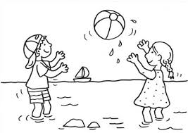Kostenlose Malvorlage Sommer Kinder Spielen Wasserball Zum Ausmalen