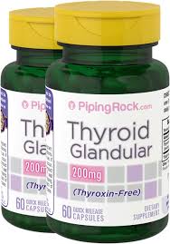 Thyroid Glandular Thyroxin Free 200 Mg 2 X 60 Capsules Piping Rock Health Products Thyroid Thyroid Support Thyroid Supplements