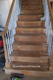 Sanding is one of the most common methods, as it cuts through varnish and stain, and reveals a fresh layer of wood. Diy Refinished Staircase Before And After Pictures Blessed Beyond Crazy