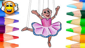 For the eyes, fold along the dotted line and glue to top of head. Coloring Pages For Kids Baby Ballerina Puppet Draw With