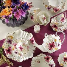 kutahya porselen bone china 44 parca 65100 desen kahvalti takimi tea cups dinnerware plates