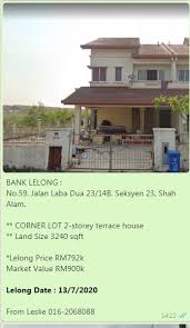 Shah alam (/ʃɑː ˈɑːləm/) is a city and the state capital of selangor, malaysia and situated within the petaling district and a small portion of the neighbouring klang district. All Corner Lot End Lot Shah Alam Kl Selangor Bank Lelong Property Facebook