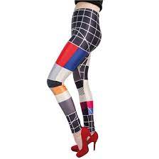Langes design print elastischer bund. Stylische 80s Damen Leggins Mit Rundfunk Muster 13 99
