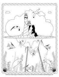 This ocean scene coloring pages will make your globe extra fun. Fantasy Floating Island Lighthouse With Underwater Scene Coloring Page For Adults Free Coloring Page Lee Towle Designs Digital Illustrator Graphic Designer And Web Designer