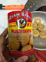 1 tin kecil nenas dalam tin (ganti dengan cendawan butang) 1 biji tomato buah ½ biji cili benggala merah Cendawan Butang Dalam Tin Halal
