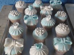 So with our darker blue with this large star tip we're going to pipe starting from the center cover a little over the cupcake and go around in a circle. Baby Boy Shower Cupcakes White And Blue Cakecentral Com