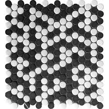 The classic black and white combination always looks the part, regardless of whether a bathroom is brand new or has been around for decades. 11 3 X 12 3 Mother Of Pearl Round Penny Tile Mosaic