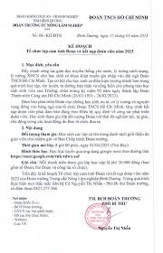 Kế hoạch tổ chức lớp cảm tình đoàn năm 2023 (ngày 01/4/2023)