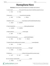 Homophone Hero Worksheet Education Com In 2020 Homophones Tricky Words Spelling Worksheets