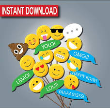 Emoji Photo Props Instant Download Printable Digital Files Emoji Party Emoji Party Emoji Birthday Party Emoji Birthday