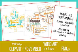 11 Word Clouds Word Art November Clipart