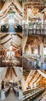 Rustic Country Barn Wedding Ideas Barn Wedding Reception With Draping Fabric Bar Barn Wedding Reception Country Barn Weddings Barn Wedding Decorations