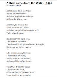 A Bird Came Down The Walk 359 By Emily Dickinson