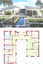 Moderner Luxus Bungalow Mit Pultdach Architektur Innenhof Grundriss 6 Zimmer Diy Proje En 2020 Bungalow Moderne Plan Architecture Maison Maison D Architecture