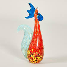 Price intended for a single object. A Murano Glass Rooster Paperweight C 1950 Italy Handblow Venetian Murano Glass