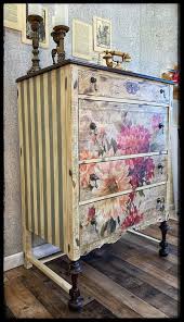 Sold Hand Painted Antique Floral Dresser Painted Furniture Vintage Furniture Decoupage Furniture