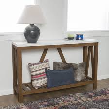 Manor Park Modern Farmhouse Faux Marble And Walnut Entryway Table Faux White Marble Walnut Walmart Com Entry Console Table Rustic Entry Table Farmhouse Console Table