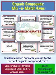 Organic Compounds Mix And Match Game A Biochemistry Review Biochemistry Sorting Cards Biology Games
