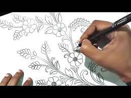 Flower Design Drawing Drawing Flowers With Pencil Embroidery Flowers Designs Youtube Flower Drawing Flower Drawing Design Flower Designs Fabric print design textile design flower graphic pencil art printing on fabric watercolor tattoo beautiful flowers digital prints valentines.