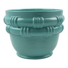 Blanche Letalle For Saint Clement 1950s Turquoise Ceramic Glaze Vase Planter In 2020 St Clement Large Ceramic Vase Art Deco Vases