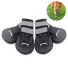 Okdeals Anti Slip Dog Shoes Waterproof Paw Protector Lightweight Dog Boots With Reflective Straps Black In 3 Sizes