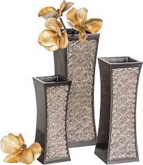 22'' h x 28'' w x 14'' d. Buy Dublin Decorative Vase Set Of 3 In Gift Box Durable Resin Flower Vase Set Decor Rustic Decorated Dining Table Centerpiece Vases Home Accents For Living Room Bedroom Kitchen More Brown