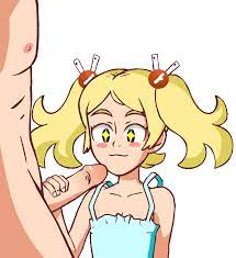 animated black eyes blonde hair color colored deep blowjob  deepthroat imminent deepthroat oral pigtails skinny struggling to fit  teenager throat bulge tight throat twintails unknown character w.t.dinner  young 