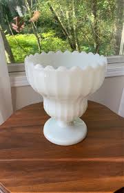 There are two tiny chips on the rim and few light scratches on canister. Unique Vintage Milk Glass Vintage Glass Housewares Mercari