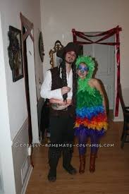 Fun Homemade Pirate And Parrot Couple Costume Couples Costumes Parrot Costume Costume Themes