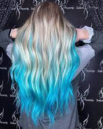 Cyan Dip Dye In 2021 Dip Dye Hair Hair Color Dip Dye Cute Hair Colors