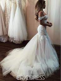 Ericdress Off The Shoulder Appliques Mermaid Wedding Dress Lace Mermaid Wedding Dress Lace Bridal Gown Wedding Dresses Lace