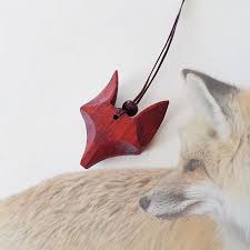 Fox Necklace Viking Wooden Pendant Carved Figurine Tribal Etsy Wood Fox Wood Jewellery Wooden Pendant