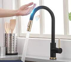 Stainless Steel Black And Gold Kitchen Faucet Touch Sensor And Pull Out Regular Shipping 14 21 Days Touch Kitchen Faucet Gold Kitchen Faucet Kitchen Faucet