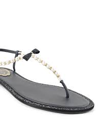 Sandalen damen sommer flach sandaletten mit strass perlen frauen strand boho zehentrenner, schwarz, größe 41. Rene Caovilla Perlen Und Strass Sandalen Sandalen C07598010vr01v001