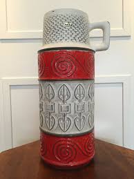 Bay Keramik Xxl 95 45 White And Red Handled Floor Vase By Designer Bodo Mans Rare Original Vintage 1970s West Germany Pottery Ceramique