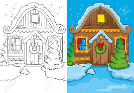 There are tons of great resources for free printable color pages online. Vector Illustration Of Christmas House At Night For Coloring Page For Kids Royalty Free Cliparts Vectors And Stock Illustration Image 68493095