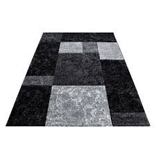 Ikea kissenbezug 40x60 cm schwarz weiss gestreift kariert ebay. Designer Teppich Modern Kariert Muster Meliert Konturenschnitt Schwarz Grau Weiss